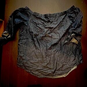 Faded Glory Off The Shoulder Dark Denim Top